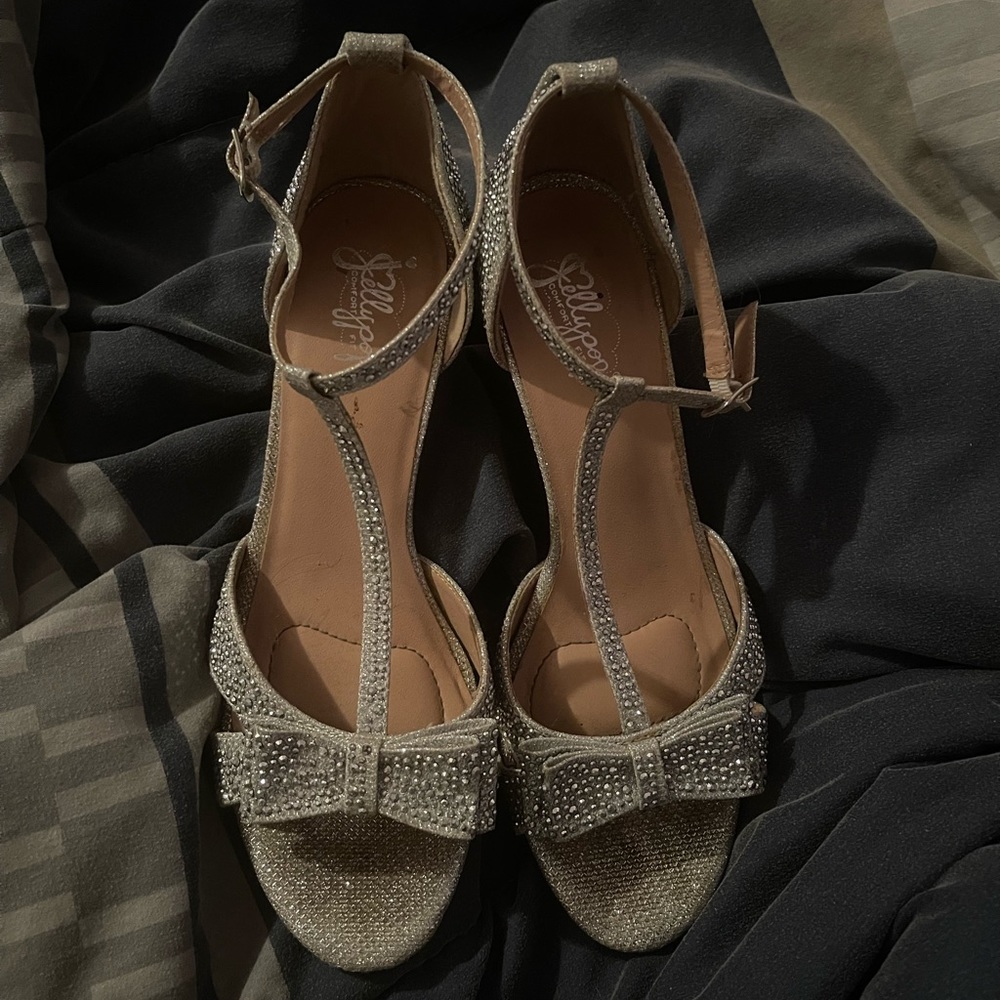 silver rhinestone heels